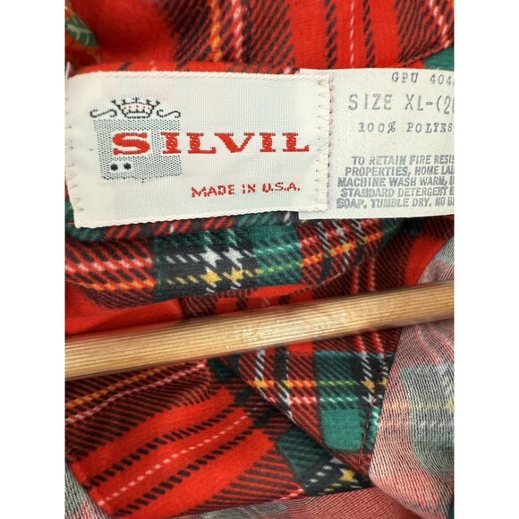 Vintage SILVIL Red Scotch Plaid Tartan Cotton USA Made Sleep Shirt DEADSTOCK - Picture 9 of 11